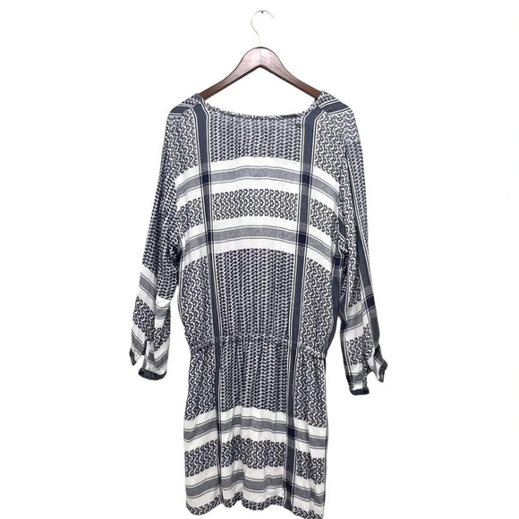 Rails Adelinel Dress Sapphire Jacquard Navy White Tassle Long Sleeve Size M - Picture 6 of 12
